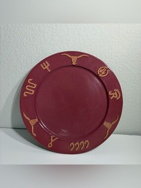 Frankoma Ranch Dinner Plate Cabernet Burgundy Red Vintage Western